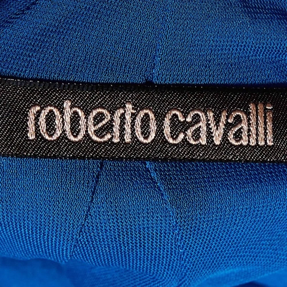 Roberto Cavalli Vintage Blue Printed Draped Sleeve Top S - Picture 6 of 6